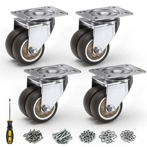 Dual Caster Wheels 2 inch Heavy Duty Furniture Casters Set of 4 No Brake 880 LBS Rubber Castors No Noise Ball Bearing Swive Castor Wheels for Furniture Small Wheels for Desk,TV Stand,Coffee Table Dual Caster Wheels 2 inch Heavy Duty Furniture Casters Set of 4 No Brake 880 LBS Rubber Castors No Noise Ball Bearing Swive Castor Wheels for Furniture Small Wheels for Desk,TV Stand,Coffee Table