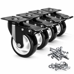 Caster Wheels, 4 Inch Caster Set of 4, Dual Locking PU Casters 2400LB, Swivel Casters for Furniture, Workbench & Tool Cart Quiet, Floor Safe, Smooth Rolling Caster Wheels, 4 Inch Caster Set of 4, Dual Locking PU Casters 2400LB, Swivel Casters for Furniture, Workbench & Tool Cart Quiet, Floor Safe, Smooth Rolling