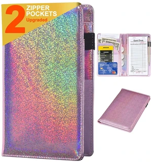 Server Books for Waitress - Glitter Leather Waiter Book Server Wallet with Zipper Pocket, Cute Waitress Book&Waitstaff Organizer with Money Pocket Fit Server Apron (Glitter Rose Gold) Server Books for Waitress - Glitter Leather Waiter Book Server Wallet with Zipper Pocket, Cute Waitress Book&Waitstaff Organizer with Money Pocket Fit Server Apron (Glitter Rose Gold)
