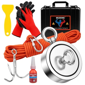 Powerful Magnet Fishing Kit, 2625 Lbs Strong Pulling Force Includes Neodymium N52 Magnet, 65ft Rope, Carabiner, Gloves, Grappling Hook & Carry Case, Perfect for Magnetic Fishing Powerful Magnet Fishing Kit, 2625 Lbs Strong Pulling Force Includes Neodymium N52 Magnet, 65ft Rope, Carabiner, Gloves, Grappling Hook & Carry Case, Perfect for Magnetic Fishing