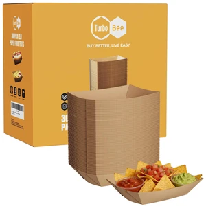 Disposable Paper Food Trays 2lb, 300 Pack Bulk Brown Paper Boats - Heavy Duty Serving Trays for Fries, Tacos, Popcorn, Hot Dogs - Great for QSR Managers, Busy Families, Events Disposable Paper Food Trays 2lb, 300 Pack Bulk Brown Paper Boats - Heavy Duty Serving Trays for Fries, Tacos, Popcorn, Hot Dogs - Great for QSR Managers, Busy Families, Events