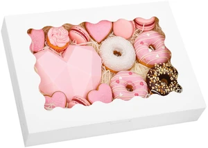 60pcs Bakery Boxes with Window, 14x10x2.5 Inch White Treat Boxes 60pcs Bakery Boxes with Window, 14x10x2.5 Inch White Treat Boxes