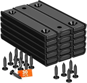 Bar Magnets, 80Lbs 15 Pack Countersunk Hole Magnet with Screw Black,Heavy Duty Rare Earth,Neodymium,Rectangular,for Mounting, Door, Garage, Workplace(60 x 13.5 x 5mm) Bar Magnets, 80Lbs 15 Pack Countersunk Hole Magnet with Screw Black,Heavy Duty Rare Earth,Neodymium,Rectangular,for Mounting, Door, Garage, Workplace(60 x 13.5 x 5mm)