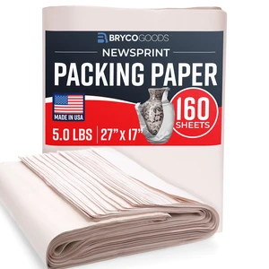 Newsprint Packing Paper Sheets for Moving - 5lb - 160 Sheets of Newspaper Paper - Must Have in Your Moving Supplies - 27" x 17" - Made in USA Newsprint Packing Paper Sheets for Moving - 5lb - 160 Sheets of Newspaper Paper - Must Have in Your Moving Supplies - 27" x 17" - Made in USA