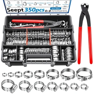 350Pcs 5.3-51mm Single Ear Hose Clamps with Worm Gear Hose Clamps Assortment Kit Pack in Handheld Box for Auto/Home Appliance/Pipe/Fuel Line 350Pcs 5.3-51mm Single Ear Hose Clamps with Worm Gear Hose Clamps Assortment Kit Pack in Handheld Box for Auto/Home Appliance/Pipe/Fuel Line