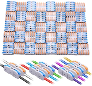 Lever Wire Connectors, 200-Piece Inline Wire Connectors kit for Quick Connect, Push in Compact Splicing Electrical Butt Terminals for Circuit Inline 28-12 AWG 1 in 1out Lever Wire Connectors, 200-Piece Inline Wire Connectors kit for Quick Connect, Push in Compact Splicing Electrical Butt Terminals for Circuit Inline 28-12 AWG 1 in 1out
