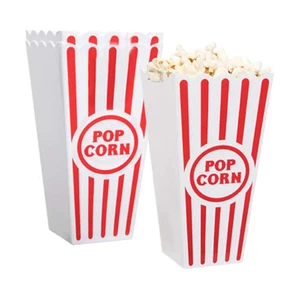 Plastic Red & White Striped Classic Popcorn Containers for Movie Night - 7.8" Tall x 3.8" Square (16 Pack) Plastic Red & White Striped Classic Popcorn Containers for Movie Night - 7.8" Tall x 3.8" Square (16 Pack)