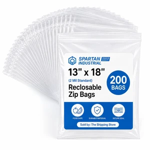 13 X 18 (200 Count) 2 Mil Clear Reclosable Zip Plastic Poly Bags with Resealable Lock Seal Zipper 13 X 18 (200 Count) 2 Mil Clear Reclosable Zip Plastic Poly Bags with Resealable Lock Seal Zipper
