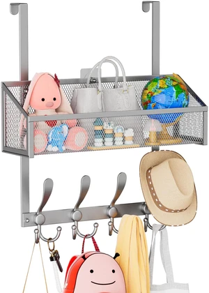 Over The Door Hooks Organizer, Coat Rack Over The Door Storage Hanger Towel Rack, Back of Door Storage Organizer for Bathroom,Bedroom,Kitchen,Office (Silver, 2-Tier) Over The Door Hooks Organizer, Coat Rack Over The Door Storage Hanger Towel Rack, Back of Door Storage Organizer for Bathroom,Bedroom,Kitchen,Office (Silver, 2-Tier)