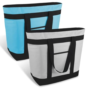 2PK Insulated Grocery Tote Bags with Top Zipper, Blue, 39L Large Reusable Cooler Bags, Leak-Resistant Thermal Shopping Bag for Food Delivery, Beach, Travel, Picnic/Camping, Collapsible 2PK Insulated Grocery Tote Bags with Top Zipper, Blue, 39L Large Reusable Cooler Bags, Leak-Resistant Thermal Shopping Bag for Food Delivery, Beach, Travel, Picnic/Camping, Collapsible