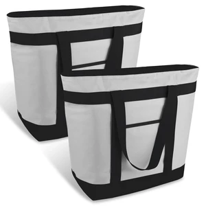 2PK Insulated Grocery Tote Bags with Top Zipper, Grey, 39L Large Reusable Cooler Bags, Leak-Resistant Thermal Shopping Bag for Food Delivery, Beach, Travel, Picnic/Camping, Collapsible 2PK Insulated Grocery Tote Bags with Top Zipper, Grey, 39L Large Reusable Cooler Bags, Leak-Resistant Thermal Shopping Bag for Food Delivery, Beach, Travel, Picnic/Camping, Collapsible