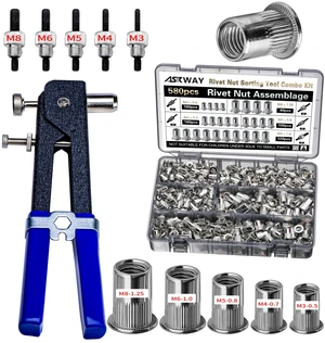 Metric Rivet Nut Tool Set 580pcs Threaded Rivet Nut Tool Kit Carbon steel rivet nuts (M8, M6, M5, M4, M3), including rivet nut installation tools for easy and quick installation Metric Rivet Nut Tool Set 580pcs Threaded Rivet Nut Tool Kit Carbon steel rivet nuts (M8, M6, M5, M4, M3), including rivet nut installation tools for easy and quick installation
