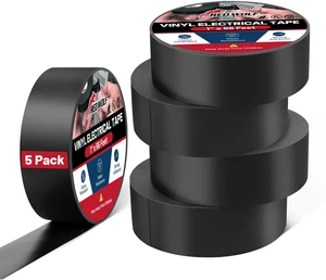 1" x 66Ft Vinyl Electrical Tape 5 Roll, UL CSA Listed PVC Electric Tape 7 Mil Thick Flame Retardant Strong Rubber Based Adhesive Tape Rated 600V for Electrical Automotive Application 1" x 66Ft Vinyl Electrical Tape 5 Roll, UL CSA Listed PVC Electric Tape 7 Mil Thick Flame Retardant Strong Rubber Based Adhesive Tape Rated 600V for Electrical Automotive Application