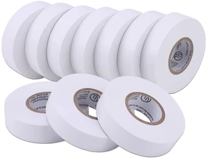 10-Pack White Electrical Tape Waterproof, 3/4 in x 66ft, Industrial Grade UL/CSA Listed High Temp Electrical Tape Electric Super Vinyl 10-Pack White Electrical Tape Waterproof, 3/4 in x 66ft, Industrial Grade UL/CSA Listed High Temp Electrical Tape Electric Super Vinyl