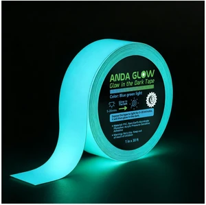 High Brightness Glow in the Dark Tape for Safety Marking, Art Craft DIY, Halloween Deco and Party Accessories. Non-Toxic Adhesive, Waterproof Rechargeable Luminous Tape Blue-Green Light (2 in X 30 ft) High Brightness Glow in the Dark Tape for Safety Marking, Art Craft DIY, Halloween Deco and Party Accessories. Non-Toxic Adhesive, Waterproof Rechargeable Luminous Tape Blue-Green Light (2 in X 30 ft)