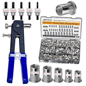 SAE Rivet Nut Tool 420pcs Imperial Carbon Steel Rivet Nut Tool Kit Threaded Rivet Nut5/16-181/4-2010-248-326-32, Suitable for Furnitur, Automotive, Marine and Industrial Applications SAE Rivet Nut Tool 420pcs Imperial Carbon Steel Rivet Nut Tool Kit Threaded Rivet Nut5/16-181/4-2010-248-326-32, Suitable for Furnitur, Automotive, Marine and Industrial Applications