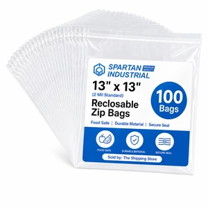 13" X 13" Large Zip Bags (100 Count) - 2 Mil Clear Reclosable Zipper Poly Bags for Clothing, Crafts, Food Storage, and Packaging 13" X 13" Large Zip Bags (100 Count) - 2 Mil Clear Reclosable Zipper Poly Bags for Clothing, Crafts, Food Storage, and Packaging