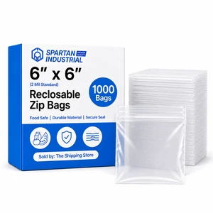 6 X 6 (1000 Count) 2 Mil Clear Reclosable Zip Plastic Poly Bags with Resealable Lock Seal Zipper 6 X 6 (1000 Count) 2 Mil Clear Reclosable Zip Plastic Poly Bags with Resealable Lock Seal Zipper