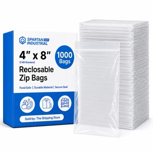 4 X 8 (1000 Count) 2 Mil Clear Reclosable Zip Plastic Poly Bags with Resealable Lock Seal Zipper 4 X 8 (1000 Count) 2 Mil Clear Reclosable Zip Plastic Poly Bags with Resealable Lock Seal Zipper