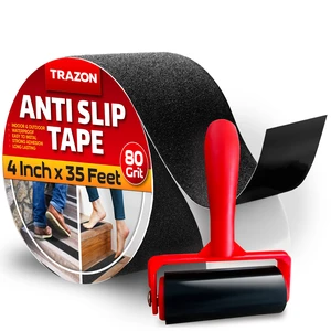 Grip Tape - Heavy Duty Anti Slip Tape for Stairs Outdoor/Indoor Waterproof 4Inch x 35Ft Safety Non Skid Roll for Stair Steps Ramp Traction Tread Staircases Grips Adhesive Non Slip Strips Walk Black Grip Tape - Heavy Duty Anti Slip Tape for Stairs Outdoor/Indoor Waterproof 4Inch x 35Ft Safety Non Skid Roll for Stair Steps Ramp Traction Tread Staircases Grips Adhesive Non Slip Strips Walk Black