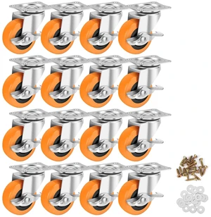 Caster Wheels,2.5 Inch Plate Swivel Casters Set of 4 with Brake 360 Degree No Noise Wheels Industrial Casters Polyurethane Wheel, Locking Caster for Furniture Carts and Workbench Pack of 16 Caster Wheels,2.5 Inch Plate Swivel Casters Set of 4 with Brake 360 Degree No Noise Wheels Industrial Casters Polyurethane Wheel, Locking Caster for Furniture Carts and Workbench Pack of 16