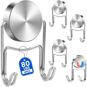 Magnetic Hooks for Cruise Cabins 80Lbs+ Heavy Duty Magnet Hook Strong Magnets Hanging Hooks for Refrigerator Grill Toolbox Cabins Outdoor 4 Pack (Silver) Magnetic Hooks for Cruise Cabins 80Lbs+ Heavy Duty Magnet Hook Strong Magnets Hanging Hooks for Refrigerator Grill Toolbox Cabins Outdoor 4 Pack (Silver)