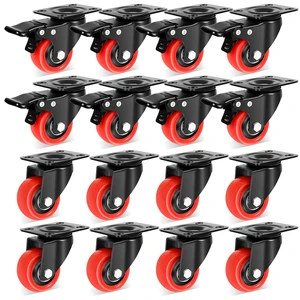 2 Inch Heavy Duty Casters Wheels (16 Pack), Top Plate Castor Wheels with Brake, 360 Degree Durable Locking Swivel Cabinet Wheels, No Noise Polyurethane Wheels for Cart, Workbench 2 Inch Heavy Duty Casters Wheels (16 Pack), Top Plate Castor Wheels with Brake, 360 Degree Durable Locking Swivel Cabinet Wheels, No Noise Polyurethane Wheels for Cart, Workbench