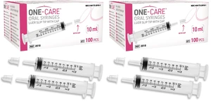 Pack of 200, 10ml Oral Syringe with Cap, Latex-free, 100 Oral Dispensers - 10ml, Prolonged Slip Tip, Uses include oral administration of medicine for infants, adults and animals Pack of 200, 10ml Oral Syringe with Cap, Latex-free, 100 Oral Dispensers - 10ml, Prolonged Slip Tip, Uses include oral administration of medicine for infants, adults and animals
