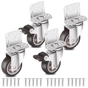 Side Mount Casters 2 Inch L-Shaped Small Rubber Caster Set of 4, Ball Bearing 360 Degree Plate Swivel Castors Wheel 600 LBS, Casters Wheels for Furniture, Baby Bed, Kitchen, Cabinet, Table Side Mount Casters 2 Inch L-Shaped Small Rubber Caster Set of 4, Ball Bearing 360 Degree Plate Swivel Castors Wheel 600 LBS, Casters Wheels for Furniture, Baby Bed, Kitchen, Cabinet, Table