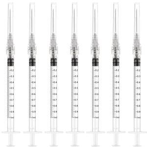 50 Pack Luer Lock 1ml 27Ga - 1 Inch Sample Measuring Syringe Lab Supplies, Individually Sealed Wrapped 50 Pack Luer Lock 1ml 27Ga - 1 Inch Sample Measuring Syringe Lab Supplies, Individually Sealed Wrapped