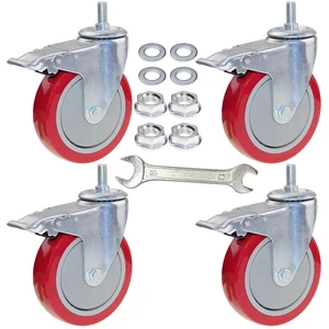 5 Inch Heavy Duty Stem Casters 360 Degree Swivel Thread Wheels with Metric Size M12-1.75 Screw Bolt Double Locking Brake Castor Wheel Load Capacity Upto 1200 Lbs Pack of Four 5 Inch Heavy Duty Stem Casters 360 Degree Swivel Thread Wheels with Metric Size M12-1.75 Screw Bolt Double Locking Brake Castor Wheel Load Capacity Upto 1200 Lbs Pack of Four