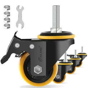 2 inch Caster Wheels 3/8" Threaded Stem Casters Set of 4 Heavy Duty (4, orange, 2in (3/8"-16)), Dual Locking, Smooth & Quiet-Rolling, for Wire Shelving, Carts, Furniture 2 inch Caster Wheels 3/8" Threaded Stem Casters Set of 4 Heavy Duty (4, orange, 2in (3/8"-16)), Dual Locking, Smooth & Quiet-Rolling, for Wire Shelving, Carts, Furniture