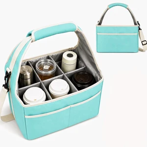 Reusable Drink Carrier Tote Bag with Handle Family Size 6 Compartment Water Bottle Holder with Adjustable Shoulder Strap & Removable Dividers Multiple Tumbler Caddy for Car,Delivery,Family Outings Reusable Drink Carrier Tote Bag with Handle Family Size 6 Compartment Water Bottle Holder with Adjustable Shoulder Strap & Removable Dividers Multiple Tumbler Caddy for Car,Delivery,Family Outings