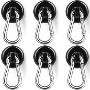 Carabiner Magnetic Hooks, 110LBS Strong Magnets Black, 6 Pack Magnetic Hooks Heavy Duty with Swivel Carabiner Hook, Great for Hanging for Cruise, Garage, Kitchen, Refrigerator, Locker Carabiner Magnetic Hooks, 110LBS Strong Magnets Black, 6 Pack Magnetic Hooks Heavy Duty with Swivel Carabiner Hook, Great for Hanging for Cruise, Garage, Kitchen, Refrigerator, Locker