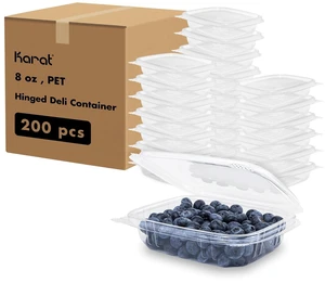 [8oz -200 ct Small Clamshell Containers with Lids, For Berries, Fruits, Nuts, and Home Meal Prep - Clear Plastic Food Containers, Take Out Containers [8oz -200 ct Small Clamshell Containers with Lids, For Berries, Fruits, Nuts, and Home Meal Prep - Clear Plastic Food Containers, Take Out Containers