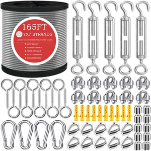 165FT Steel Cable Kit | M5 Turnbuckle & 1/8" Stainless Steel Wire Rope 165FT Steel Cable Kit | M5 Turnbuckle & 1/8" Stainless Steel Wire Rope