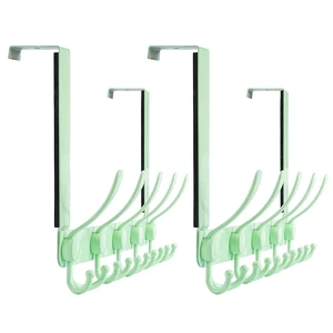 Over The Door Hook Hanger - Fits 1 3/8" to 1 3/4" Standard Doors | 5 Tri Hooks Heavy Duty Towel/Coat Rack | Door Organizer for Clothes, Jackets, Hats, Towels, Green, Pack of 2 Over The Door Hook Hanger - Fits 1 3/8" to 1 3/4" Standard Doors | 5 Tri Hooks Heavy Duty Towel/Coat Rack | Door Organizer for Clothes, Jackets, Hats, Towels, Green, Pack of 2