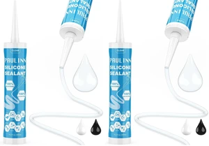 Silicone Sealant, 100% Silicone Caulk Clear Waterproof for RV, Kitchen, Bath, General Use, Window, Door, Glass, Marine, 10.2 Oz, 2 Pack Silicone Sealant, 100% Silicone Caulk Clear Waterproof for RV, Kitchen, Bath, General Use, Window, Door, Glass, Marine, 10.2 Oz, 2 Pack