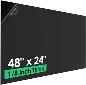 ABS Plastic Sheet 48" x 24" x 1/8", 1 Pack Black Rigid Thermoplastic Board for Signs, Crafts, DIY Projects, Dual-Surface - Textured & Smooth ABS Plastic Sheet 48" x 24" x 1/8", 1 Pack Black Rigid Thermoplastic Board for Signs, Crafts, DIY Projects, Dual-Surface - Textured & Smooth