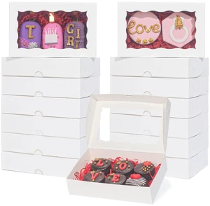 100 Pack White 7 x 4 3/8 x 1 1/2inches Cookies Boxes with Window Christmas Bakery Packaging for Macaron Treat Boxes Chocolate Truffle 100 Pack White 7 x 4 3/8 x 1 1/2inches Cookies Boxes with Window Christmas Bakery Packaging for Macaron Treat Boxes Chocolate Truffle