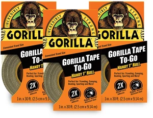 Mini Duct Tape to-Go, Travel Size, 1" x 10 yd, Black, 3-Pack Weather-Resistant Shell, Tough Reinforced Backing, Convenient for On-the-Go Repairs Mini Duct Tape to-Go, Travel Size, 1" x 10 yd, Black, 3-Pack Weather-Resistant Shell, Tough Reinforced Backing, Convenient for On-the-Go Repairs