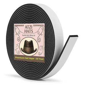 Hat Tape Roll 300" (25 Feet) Black - Hard Hats Size Reducer Foam Filler - Cap Sizing Strip Insert - for Fedora, Baseball Caps, Pana, Straw, Cowboy, Western Hat Tape Roll 300" (25 Feet) Black - Hard Hats Size Reducer Foam Filler - Cap Sizing Strip Insert - for Fedora, Baseball Caps, Pana, Straw, Cowboy, Western