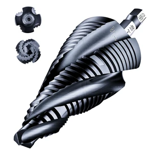 toolant M35 Cobalt Step Drill Bit, 1/4"-1-1/8", TiAlN, 1/4" Hex Shank M35 Cobalt HSS; TiAlN Coating; Four Spiral Flutes; 1/4" Hex Shank Unibit; Metal/Stainless/Aluminum/Plastic toolant M35 Cobalt Step Drill Bit, 1/4"-1-1/8", TiAlN, 1/4" Hex Shank M35 Cobalt HSS; TiAlN Coating; Four Spiral Flutes; 1/4" Hex Shank Unibit; Metal/Stainless/Aluminum/Plastic