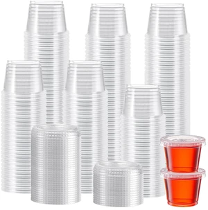 500 Set 1 oz Jello Shot Cups with Lids, Small Plastic Condiment Cups Food Safe Disposable Soufflé Storage Portion Containers for Salad, Dressing, Sauce, Dipping, Snacks 500 Set 1 oz Jello Shot Cups with Lids, Small Plastic Condiment Cups Food Safe Disposable Soufflé Storage Portion Containers for Salad, Dressing, Sauce, Dipping, Snacks