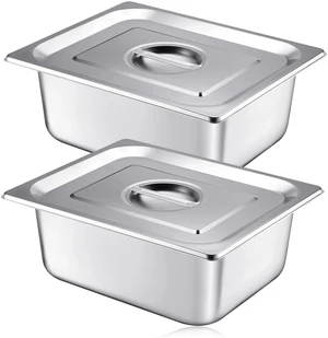 12 Pack Stainless 1/2 Size x 4 Inch Deep Steam Table Pans with Lids Designed for Serving and Food Prep at Buffets, Restaurants, Hotels, Parties, and Home Kitchens; Reusable and Stackable 12 Pack Stainless 1/2 Size x 4 Inch Deep Steam Table Pans with Lids Designed for Serving and Food Prep at Buffets, Restaurants, Hotels, Parties, and Home Kitchens; Reusable and Stackable