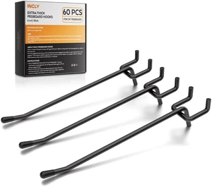 60 Pack 6 Inch Black Pegboard Hooks, 1/4" Heavy Duty Peg Board Shelving Hooks Accessories, Fit for 1/4" Pegboard, Garage, Crafts, Kitchen, Store, Peg Board Tool Hangers 60 Pack 6 Inch Black Pegboard Hooks, 1/4" Heavy Duty Peg Board Shelving Hooks Accessories, Fit for 1/4" Pegboard, Garage, Crafts, Kitchen, Store, Peg Board Tool Hangers