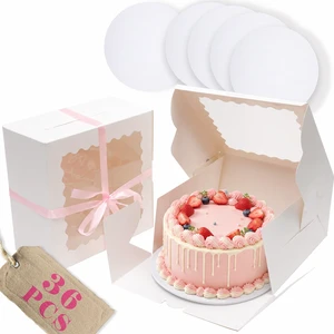 10"x10"x5" Cake Box, 36 Sets White Cake Box with Window 36 Sets 10" White Cake Round Boards, for Cake, Treat Cookie Dessert, Pastry, Birthday Party, Weddings 10"x10"x5" Cake Box, 36 Sets White Cake Box with Window 36 Sets 10" White Cake Round Boards, for Cake, Treat Cookie Dessert, Pastry, Birthday Party, Weddings