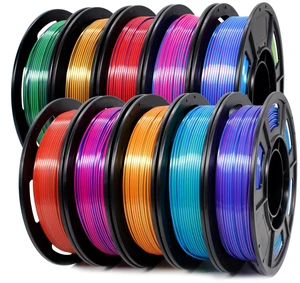 3D Printer Filament Bundle,1.75MM Silk PLA Filament Multi Color 250g*10 Rolls,Bulk Filament fits for Most FDM 3D Printers 3D Printer Filament Bundle,1.75MM Silk PLA Filament Multi Color 250g*10 Rolls,Bulk Filament fits for Most FDM 3D Printers