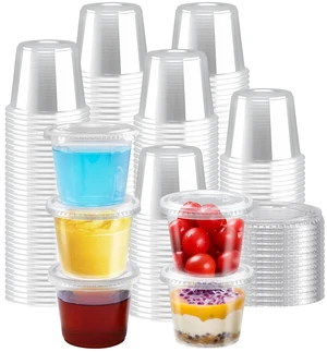 360 Sets 5.5 oz Disposable Plastic Portion Cups with Lids Clear Food-safe Jello Shot Cups,Leak-proof Small Condiment Containers for Sauces/Salad/Dressings/Samples and Jello Shots 360 Sets 5.5 oz Disposable Plastic Portion Cups with Lids Clear Food-safe Jello Shot Cups,Leak-proof Small Condiment Containers for Sauces/Salad/Dressings/Samples and Jello Shots