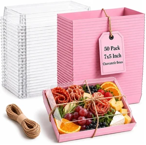 50 Pack 7x5in Charcuterie Board Boxes with Clear Lids, Paper Containers Disposable Grease-Proof Dessert Packaging, Food Containers For Charcuterie, Bakery, Cookies, Pastry, Cake Slice, Strawberries 50 Pack 7x5in Charcuterie Board Boxes with Clear Lids, Paper Containers Disposable Grease-Proof Dessert Packaging, Food Containers For Charcuterie, Bakery, Cookies, Pastry, Cake Slice, Strawberries